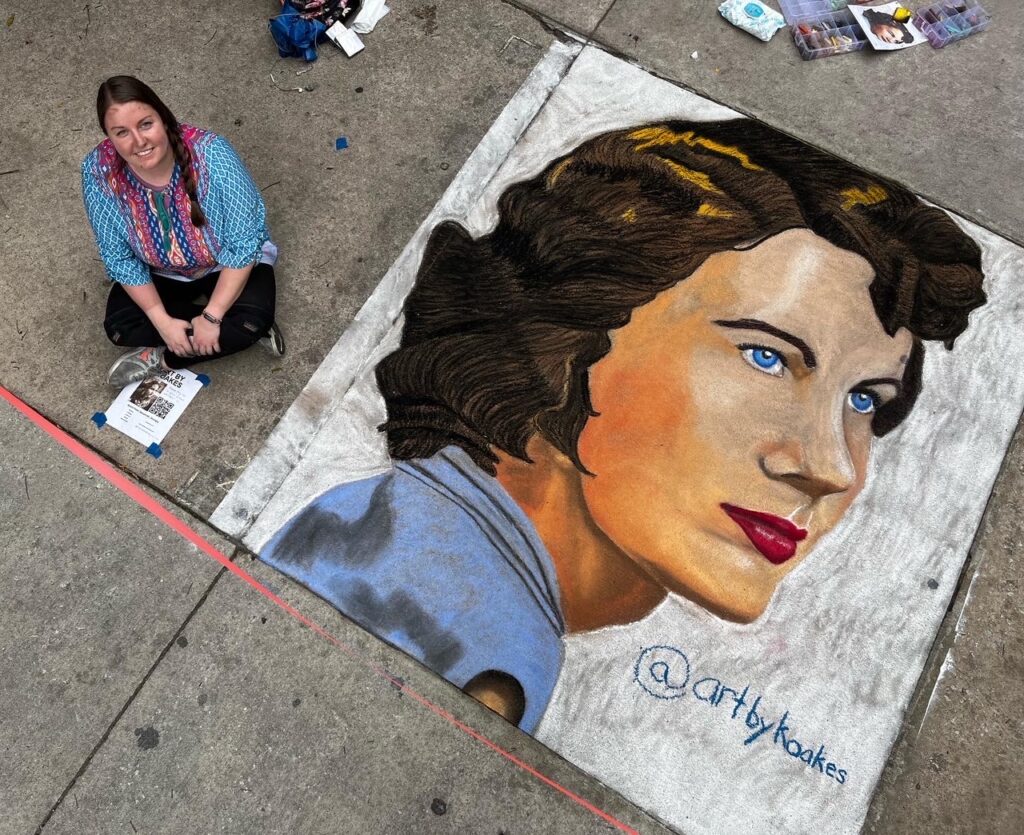 chalk art drawing of woman