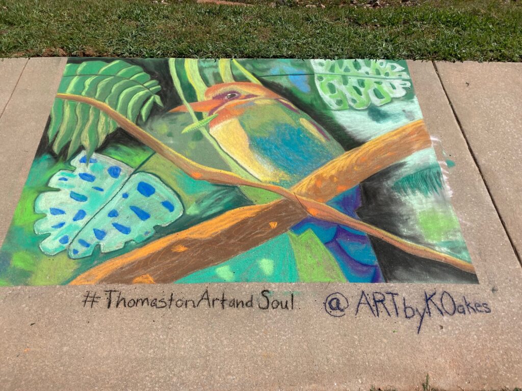 chalk art drawing of a bird